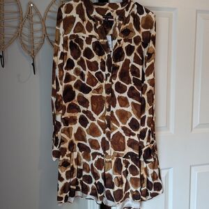 Stylish Brown Animal Print Women's Top